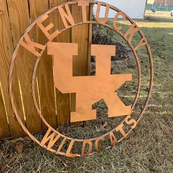 12", 18", 24", 32" KENTUCKY WILDCATS CUSTOM HAMMERED COPPER METAL VINTAGE CRAFT SIGN HANDMADE