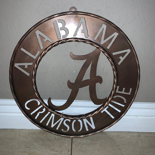 ALABAMA CRIMSON TIDE WIDE BAND RING CUSTOM METAL VINTAGE CRAFT TEAM SIGN HANDMADE