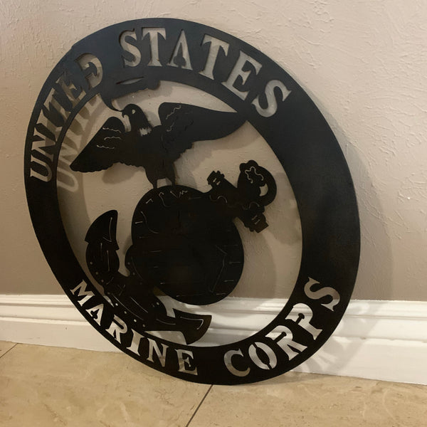 24" USA MARINE CORPS MILITARY LASERCUT BLACK CUSTOM VINTAGE METAL CRAFT WALL ART DECOR WESTERN HOME DECOR HANDMADE