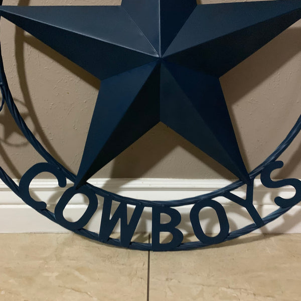 DALLAS COWBOYS NAVY BLUE BARN STAR METAL LONE STAR WESTERN HOME DECOR HANDMADE 24",32",36",40",42",44",46",50"