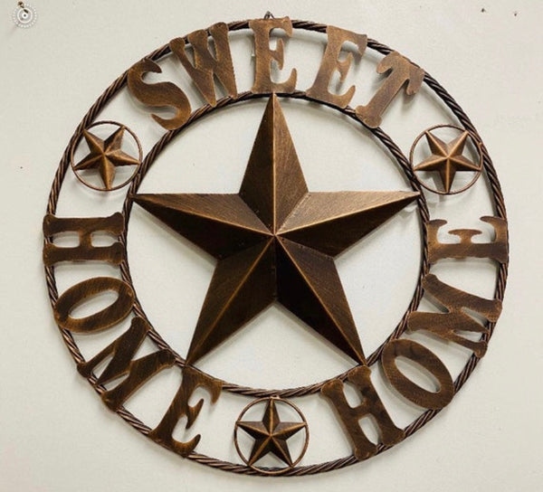 HOME SWEET HOME 24" METAL BARN STAR WESTERN HOME DECOR HANDMADE RUSTIC BRONZE NEW-#EH10403