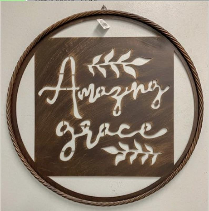 #SI_A19103 AMAZING GRACE 24" METAL SIGN WESTERN HOME DECOR HANDMADE NEW
