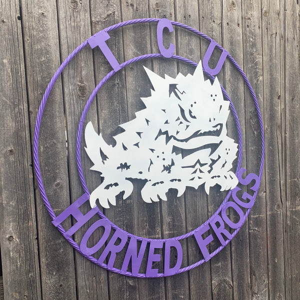 12",18",24",32",36" TCU HORNED FROGS CUSTOM METAL VINTAGE CRAFT TEAM SIGN HANDMADE