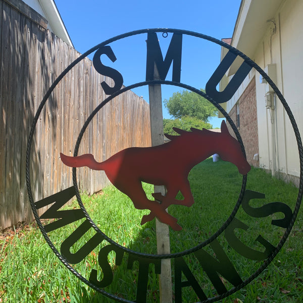 12",18",24",32",36" SMU MUSTANGS METAL CUSTOM VINTAGE CRAFT WALL ART TEAM SIGN HANDMADE