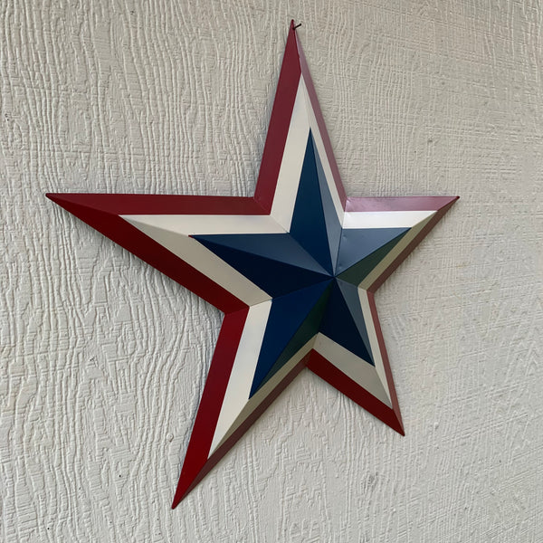 12",16",24",30",36" RED WHITE BLUE METAL BARN STAR METAL WALL ART HANDMADE