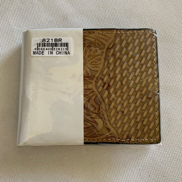 #WS821BR 4.25" x 3.75" MEN'S WALLET GENUINE LEATHER BIFOLD WESTERN STYLE WALLET NEW-- FREE SHIPPING