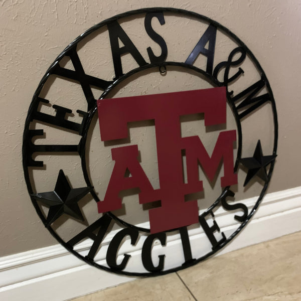 12", 18", 24", 32" TEXAS A&M AGGIES STARS METAL CUSTOM VINTAGE CRAFT WALL ART TEAM SIGN HANDMADE