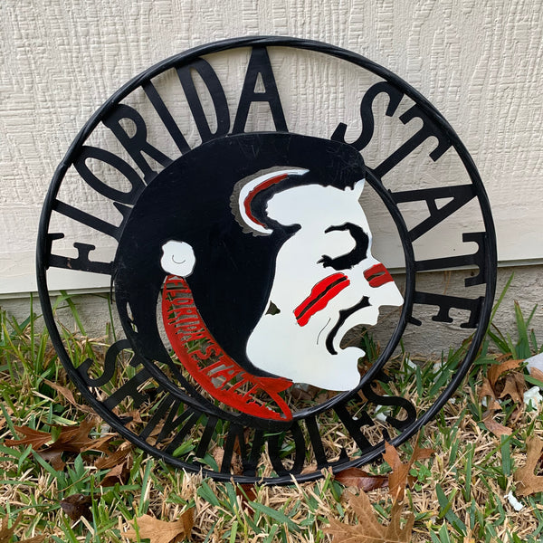 12", 18", 24", 32" FSU FLORIDA STATE SEMINOLES INDIAN LOGO METAL CUSTOM VINTAGE CRAFT TEAM SIGN