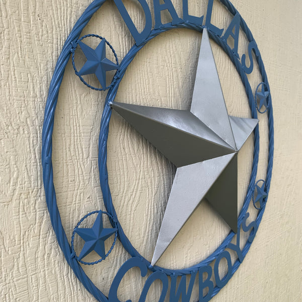 DALLAS COWBOYS LIGHT BLUE & SILVER DECOR METAL ART WESTERN HOME WALL DECOR SIZE:24",32",36",40",42",44",46",50"