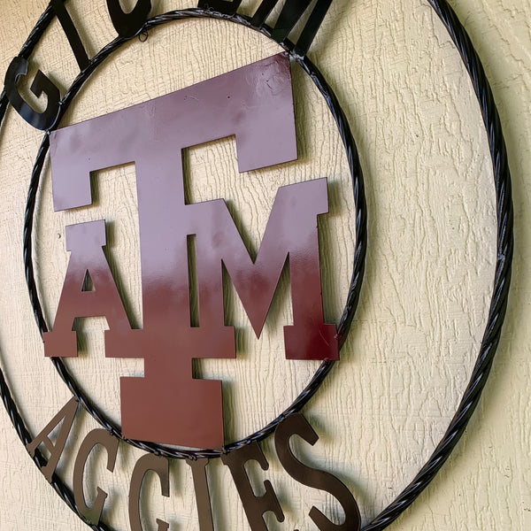 GIGEM AGGIES METAL CUSTOM VINTAGE CRAFT TEAM SIGN HANDMADE