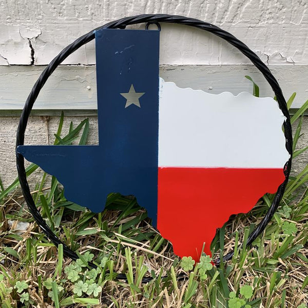 #BC8065 6",9",12"  TEXAS METAL STATE OF TEXAS MAP RED WHITE BLUE WALL ART WESTERN HOME DECOR NEW DECOR