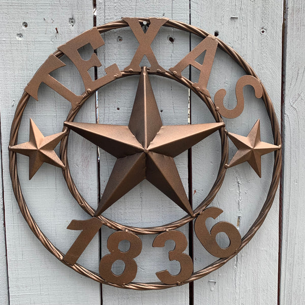 16" RUSTIC BRONZE TEXAS 1836 BARN LONE STAR METAL ART WESTERN HOME DECOR VINTAGE RUSTIC DARK BRONZE NEW