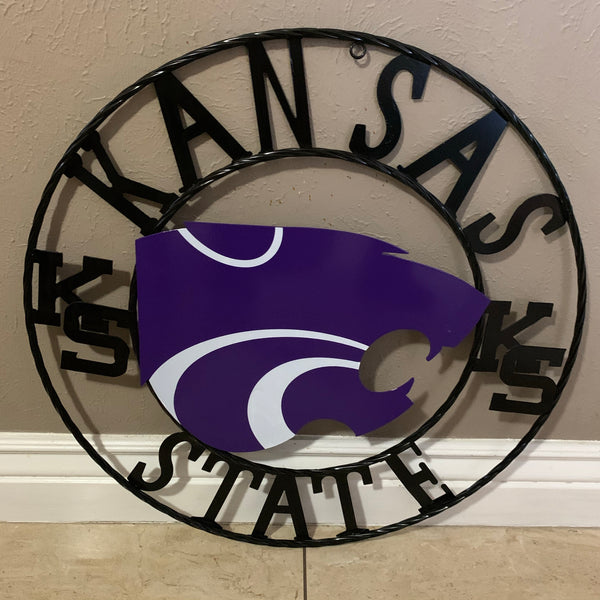 KANSAS STATE METAL CUSTOM VINTAGE CRAFT WALL ART TEAM SIGN HANDMADE