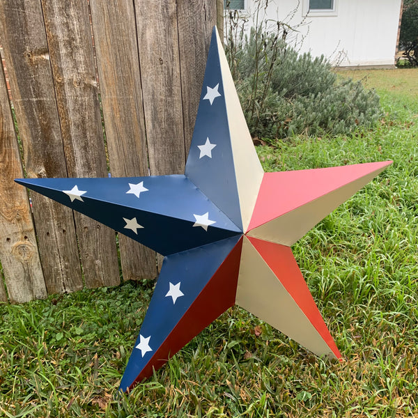 12",16",24",30",36" USA AMERICAN FLAG STAR STYLE #1 RED WHITE & BLUE METAL BARN STAR WALL ART HANDMADE STYLE# 1