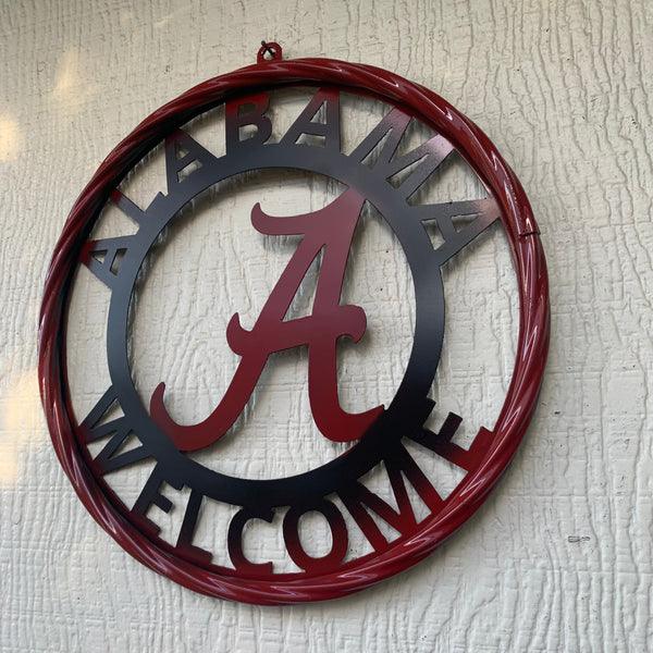 ALABAMA WELCOME RED & BLACK CUSTOM METAL VINTAGE SIGN TEAM HANDMADE