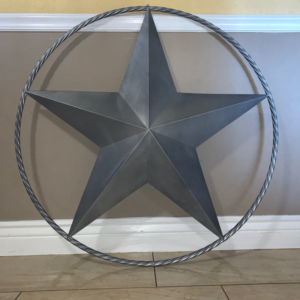 12",16",24",32",34", 36",38",40",48",60",72",96" RUSTIC GREY BARN LONE STAR WITH TWISTED ROPE RING METAL WALL ART WESTERN HOME DECOR VINTAGE RUSTIC CRAFT NEW