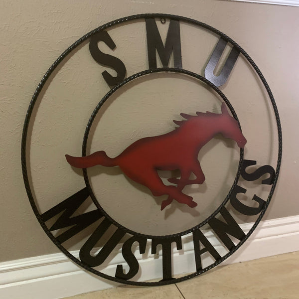 12",18",24",32",36" SMU MUSTANGS METAL CUSTOM VINTAGE CRAFT WALL ART TEAM SIGN HANDMADE