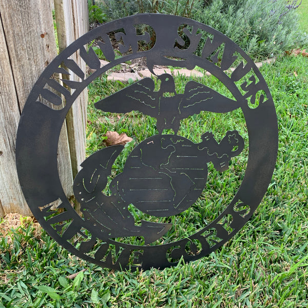 24" USA MARINE CORPS MILITARY LASERCUT BLACK CUSTOM VINTAGE METAL CRAFT WALL ART DECOR WESTERN HOME DECOR HANDMADE