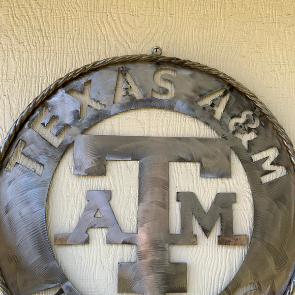 24" TEXAS A&M WIDE BAND RAW METAL CUSTOM VINTAGE CRAFT WALL ART TEAM SIGN HANDMADE