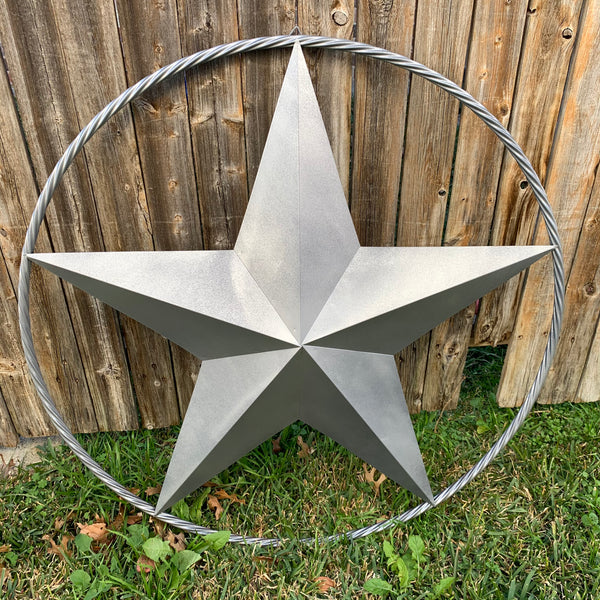 12",16",24",32",34", 36",38",40",48",60",72",96" RUSTIC GREY BARN LONE STAR WITH TWISTED ROPE RING METAL WALL ART WESTERN HOME DECOR VINTAGE RUSTIC CRAFT NEW