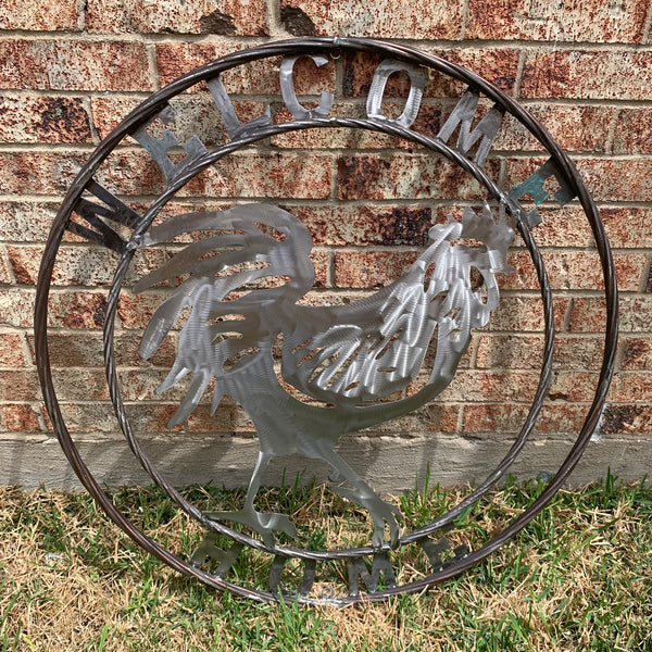 YOUR CUSTOM NAME ROOSTER LASERCUT RAW METAL ART WITH RING DESIGN WESTERN METAL ANIMAL ART HOME WALL DECOR BRAND NEW