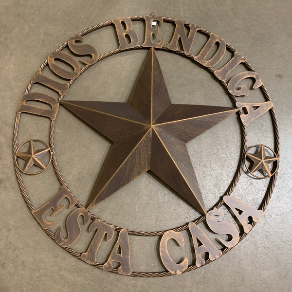 24", 32", 34", 40", 50" DIOS BENDIGA ESTA CASA BARN STAR METAL WALL WESTERN HOME DECOR RUSTIC ART NEW HANDMADE
