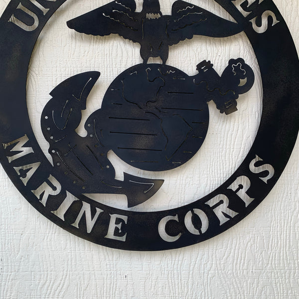 24" USA MARINE CORPS MILITARY LASERCUT BLACK CUSTOM VINTAGE METAL CRAFT WALL ART DECOR WESTERN HOME DECOR HANDMADE