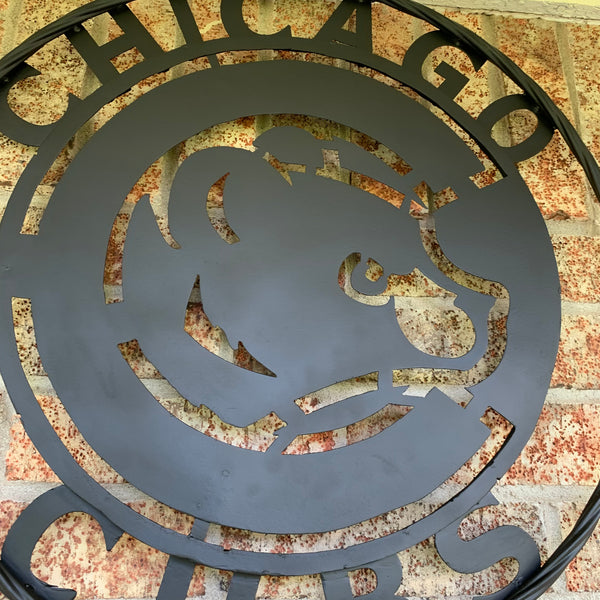 12", 18", 24", 32" CHICAGO CUBS CUSTOM BLACK & RAW METAL VINTAGE CRAFT TEAM SPORTS SIGN HANDMADE