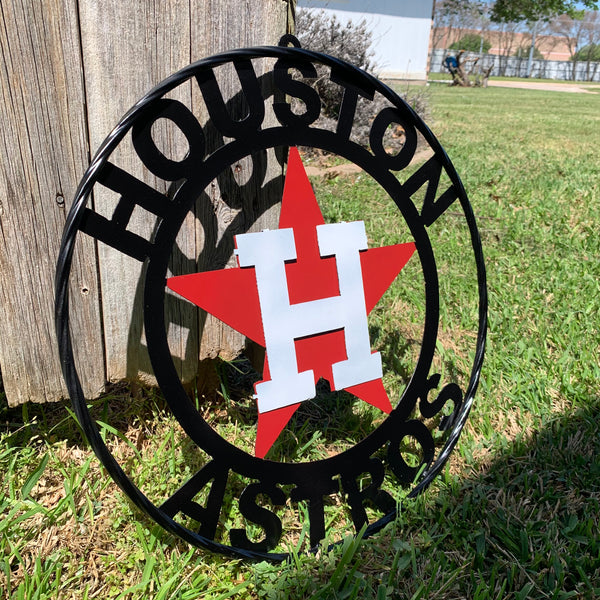12",18",24",32",36" HOUSTON ASTROS ORANGE WHITE & BLACK CUSTOM METAL VINTAGE CRAFT WALL ART