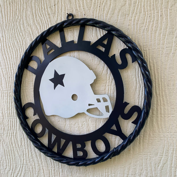 12", 18", 24", 32" DALLAS COWBOYS HELMET SIGN NAVY BLUE & WHITE METAL CUSTOM VINTAGE CRAFT WALL ART TEAM SIGN HANDMADE