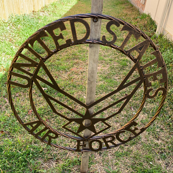 24" US AIR FORCE MILITARY METAL WALL ART WESTERN HOME DECOR AIRFORCE RUSTIC BRONZE