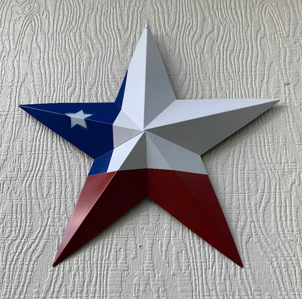 12",16",24",30",36" CHILE FLAG STAR RED WHITE & BLUE BARN STAR METAL WALL ART WESTERN HOME DECOR HANDMADE