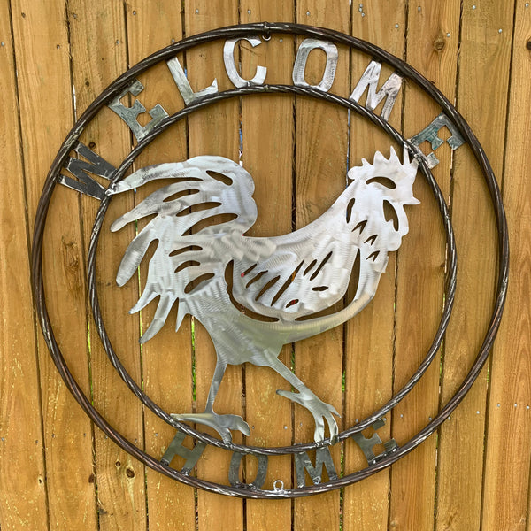 YOUR CUSTOM NAME ROOSTER LASERCUT RAW METAL ART WITH RING DESIGN WESTERN METAL ANIMAL ART HOME WALL DECOR BRAND NEW