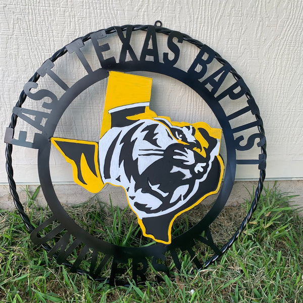 EAST TEXAS BAPTIST UNIVERSITY METAL CUSTOM VINTAGE CRAFT SIGN WALL ART TEAM HANDMADE