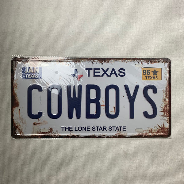 #HCZ17002 TEXAS COWBOYS LONESTAR STATE LICENSE PLATE TIN SIGN BLUE LETTERS METAL ART WESTERN HOME DECOR - FREE SHIPPING