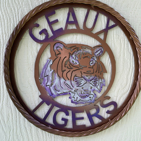12",18",24",32" GEAUX TIGERS CUSTOM VINTAGE METAL CRAFT TEAM WALL ART HANDMADE
