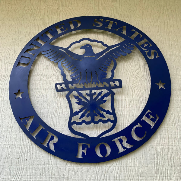 24" US AIR FORCE LASERCUT BLUE MILITARY METAL WALL ART AIRFORCE WESTERN HOME DECOR NEW