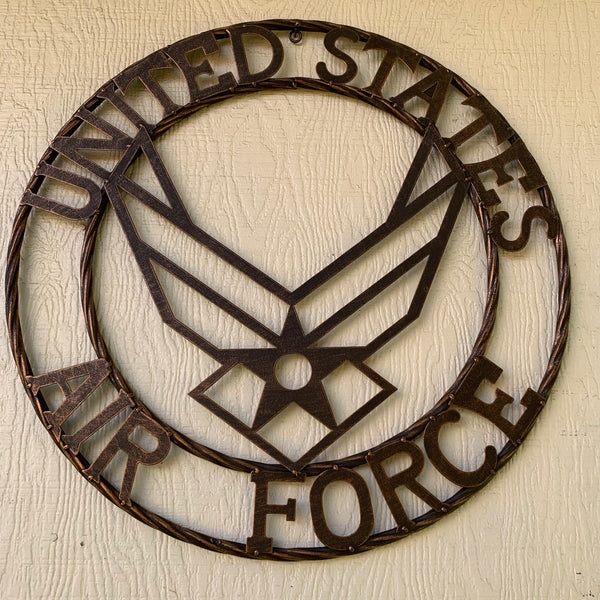 24" US AIR FORCE MILITARY METAL WALL ART WESTERN HOME DECOR AIRFORCE RUSTIC BRONZE