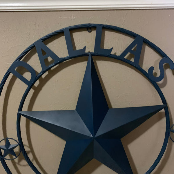 DALLAS COWBOYS NAVY BLUE BARN STAR METAL LONE STAR WESTERN HOME DECOR HANDMADE 24",32",36",40",42",44",46",50"