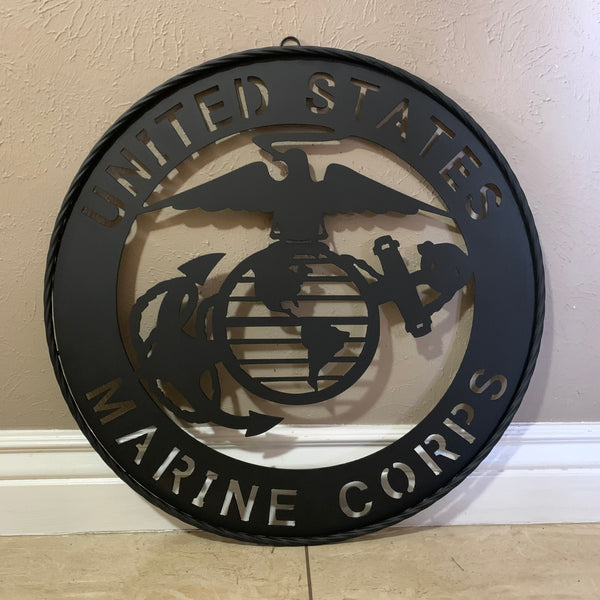 #EH10866 US MARINE CORPS 18",24",32" MILITARY LASERCUT CUSTOM BLACK METAL VINTAGE CRAFT SIGN WESTERN HOME DECOR HANDMADE