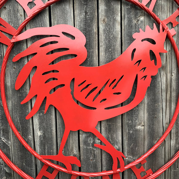 YOUR CUSTOM NAME RED ROOSTER LASERCUT METAL ART WITH RING DESIGN WESTERN METAL ANIMAL ART HOME WALL DECOR BRAND NEW