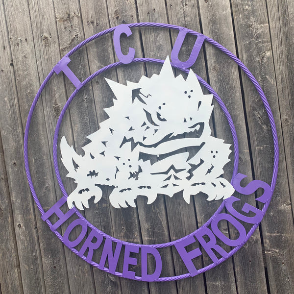 12",18",24",32",36" TCU HORNED FROGS CUSTOM METAL VINTAGE CRAFT TEAM SIGN HANDMADE