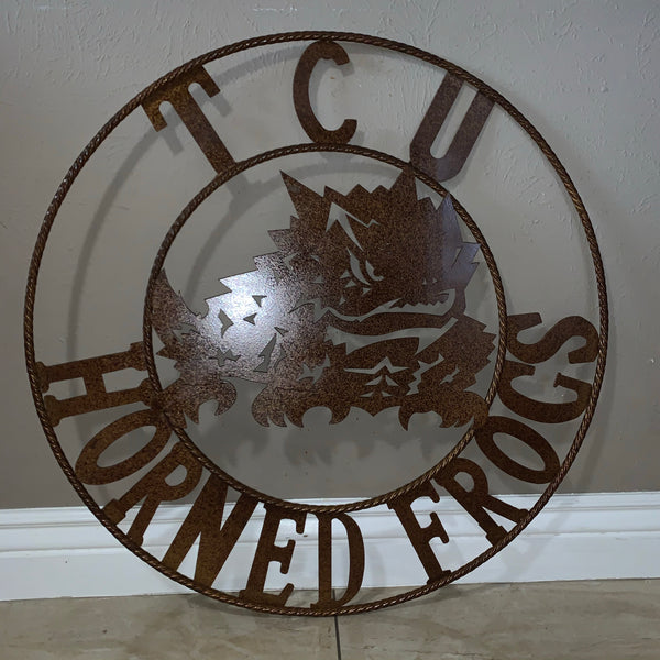 12", 18", 24", 32" TCU HORNED FROGS CUSTOM VINTAGE CRAFT METAL TEAM SIGN HANDMADE