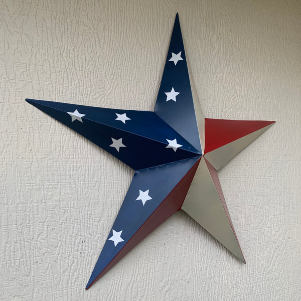 12",16",24",30",36" USA AMERICAN FLAG STAR STYLE #1 RED WHITE & BLUE METAL BARN STAR WALL ART HANDMADE STYLE# 1