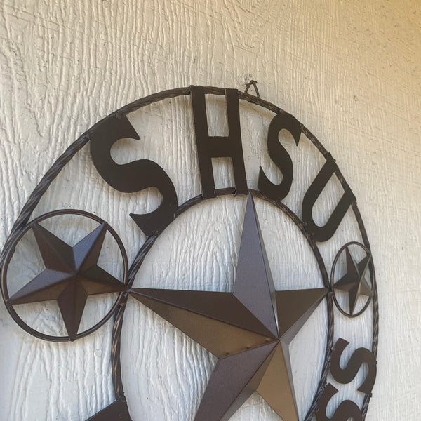 24",32" SHSU SAM HOUSTON BEARKATS BUSINESS RUSTIC BRONZE COPPER METAL CUSTOM VINTAGE CRAFT RUSTIC BLACK TEAM STAR HANDMADE