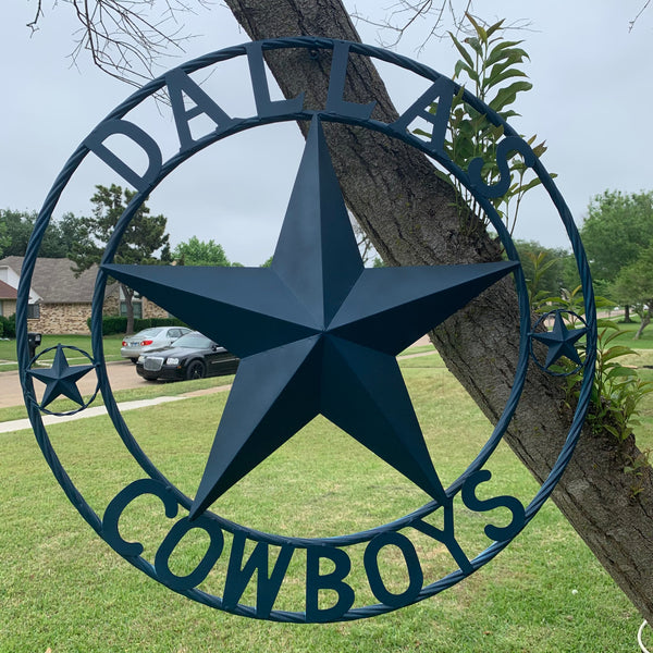 DALLAS COWBOYS NAVY BLUE BARN STAR METAL LONE STAR WESTERN HOME DECOR HANDMADE 24",32",36",40",42",44",46",50"