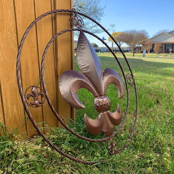 MULTI FLEUR DE LIS METAL WALL ART WESTERN HOME DECOR VINTAGE RUSTIC BROWN ART NEW