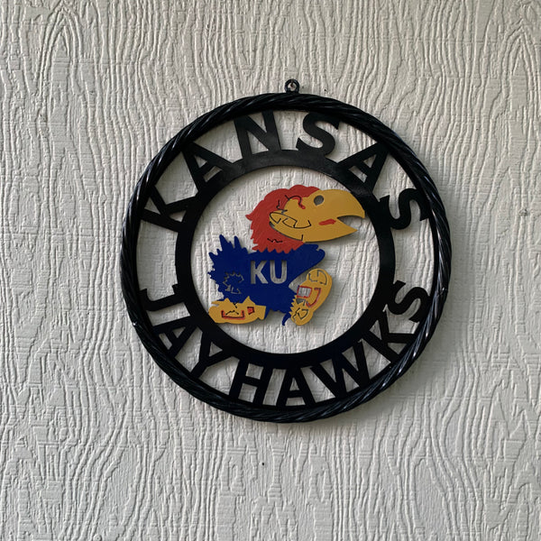 KANSAS JAYHAWKS METAL CUSTOM VINTAGE CRAFT WALL ART TEAM SIGN HANDMADE