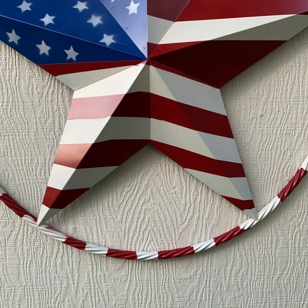 USA AMERICANA FLAG STAR METAL RED WHT BLUE STAR WESTERN HOME DECOR HANDMADE 12",16",24",32"36",38",40",48"