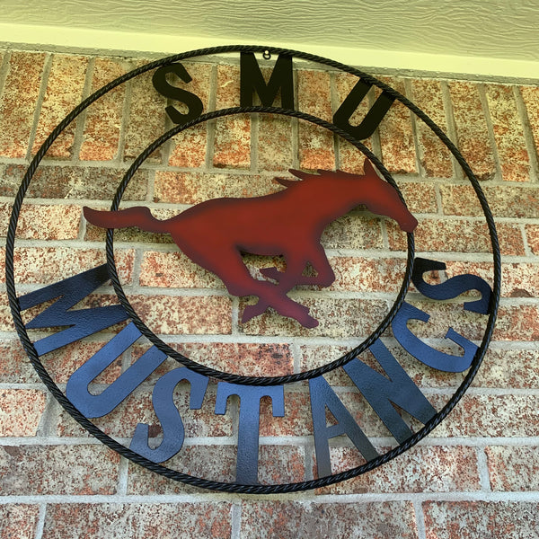 12",18",24",32",36" SMU MUSTANGS METAL CUSTOM VINTAGE CRAFT WALL ART TEAM SIGN HANDMADE